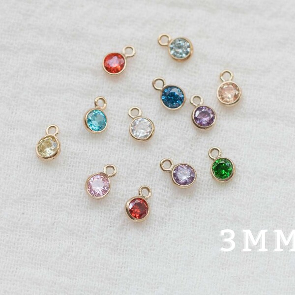 Birthstone charm, 3mm, 14k gold filled, sterling silver, wholesale birthstone charms, bulk birthstone charms, permanent jewelry charms, CH29