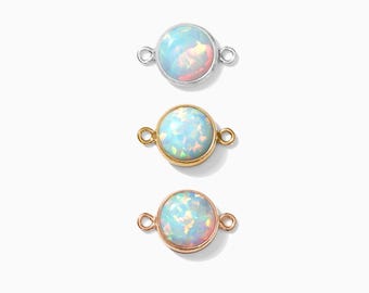 6mm opal connector synthetic, sterling silver, gold filled, rose gold filled, imitation opal connector, permanent jewelry supplies, CN198