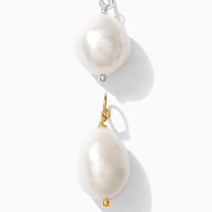 9.5-10.5mm freshwater pearl, baroque shape pearl charm, 18k gold plated, sterling silver, pearl pendant, wholesale jewelry supplies, CH39