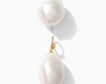 9.5-10.5mm freshwater pearl, baroque shape pearl charm, 18k gold plated, sterling silver, pearl pendant, wholesale jewelry supplies, CH39