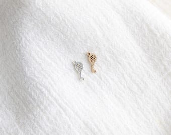 Tennis Racket connector charm, .925 sterling silver, 14k gold filled, CN397