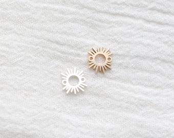 Lined Rays Sun connector charm, .925 sterling silver, 14k gold filled, CN396