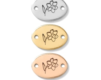 Daffodil connector, gold filled, rose gold filled, sterling silver, bracelet daffodil connector, gold filled connectors, CN01