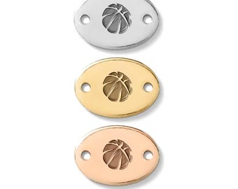 Basketball connector, gold filled, rose gold filled, sterling silver, permanent bracelet basketball connector, gold filled connectors, CN01