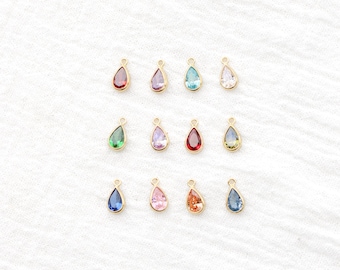 Teardrop Birthstone Charms, 14k gold filled, .925 sterling silver, CH285