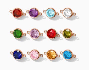 6mm rose gold filled birthstone connector, wholesale birthstone connectors, bulk birthstone connectors, permanent jewelry, CN195