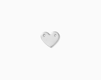 Heart necklace connector, sterling silver, 10X11mm, stamping blank, engraving blank, permanent jewelry charms, sterling silver charms, B34