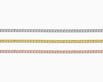 2mm curb chain, gold filled, sterling silver, rose gold filled, unfinished chain, bulk chain, permanent jewelry chain spool, S35 G35 R35