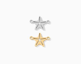Starfish Connector Charm, 7mmx 10mm sterling silver, 14k gold filled, permanent jewelry, bulk wholesale, connectors, CN354