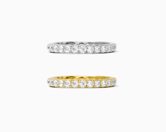 Cubic zirconia stacking band ring, sterling silver, 18k gold plated, cubic zirconia ring, band ring, stacking ring, R53
