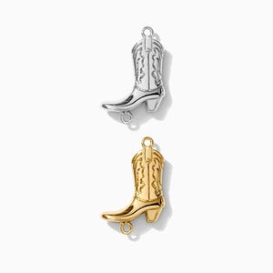 Cowgirl boot connector charm, sterling silver, 18k gold plated, bracelet connector charm, cowboy boot connector, permanent jewelry, CN94