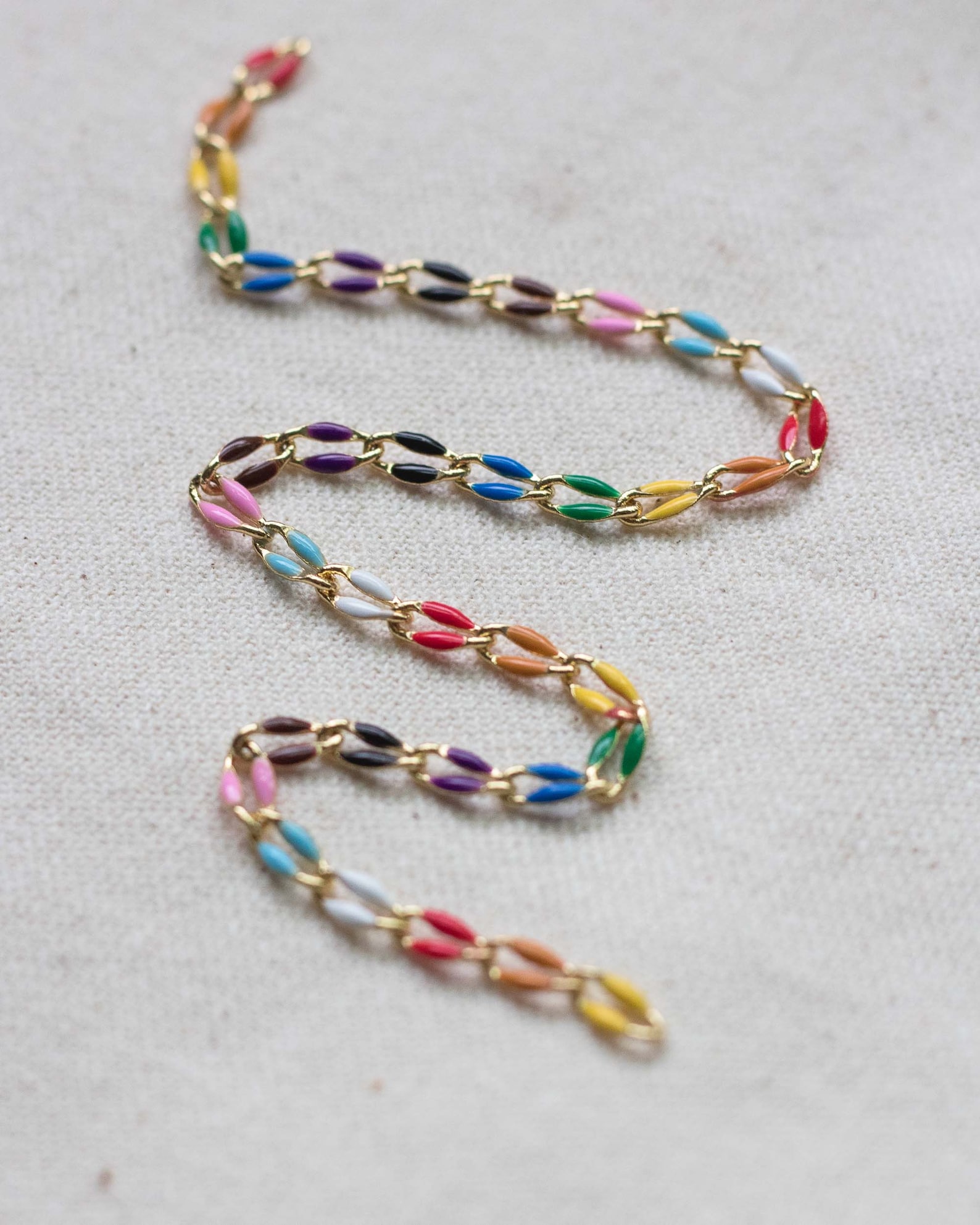 Rainbow Enamel Chain, Multi Color Chain, Permanent Jewelry Bulk Enamel ...