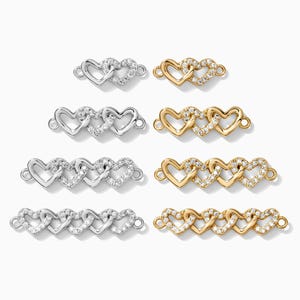 Interlocking hearts connector, 2 hearts connector, 3 hearts connector, 4 hearts connector, 5 hearts connector, CN16
