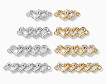 Interlocking hearts connector, 2 hearts connector, 3 hearts connector, 4 hearts connector, 5 hearts connector, CN16