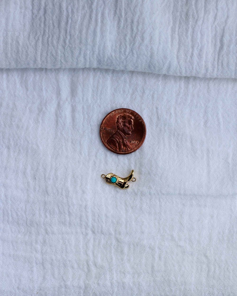 Cowgirl boot genuine turquoise connector charm, sterling silver, gold plated, cowboy boot connector, western, permanent jewelry, CN151 image 5