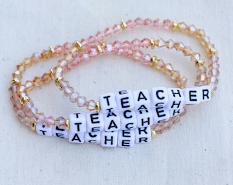 Teacher stretch bead bracelet, bulk wholesale teacher bracelet, teacher jewelry, teacher gift, BR28