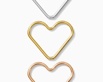 Large heart connector (15mm), rose gold filled, gold filled, sterling silver, permanent jewelry supplies, CN243