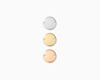 8mm blank circle disc connector, 14k gold filled, silver, rose gold, engraving blank, stamping blank, permanent jewelry, bulk wholesale, B88