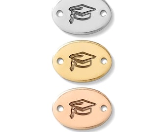 Grad cap, gold filled, rose gold filled, sterling silver, permanent bracelet grad cap connector, gold filled connectors, CN01