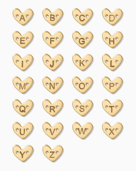 8x9mm Initial heart connectors, gold filled heart connector, rose gold filled heart connector, sterling silver, initial heart charm, CN10