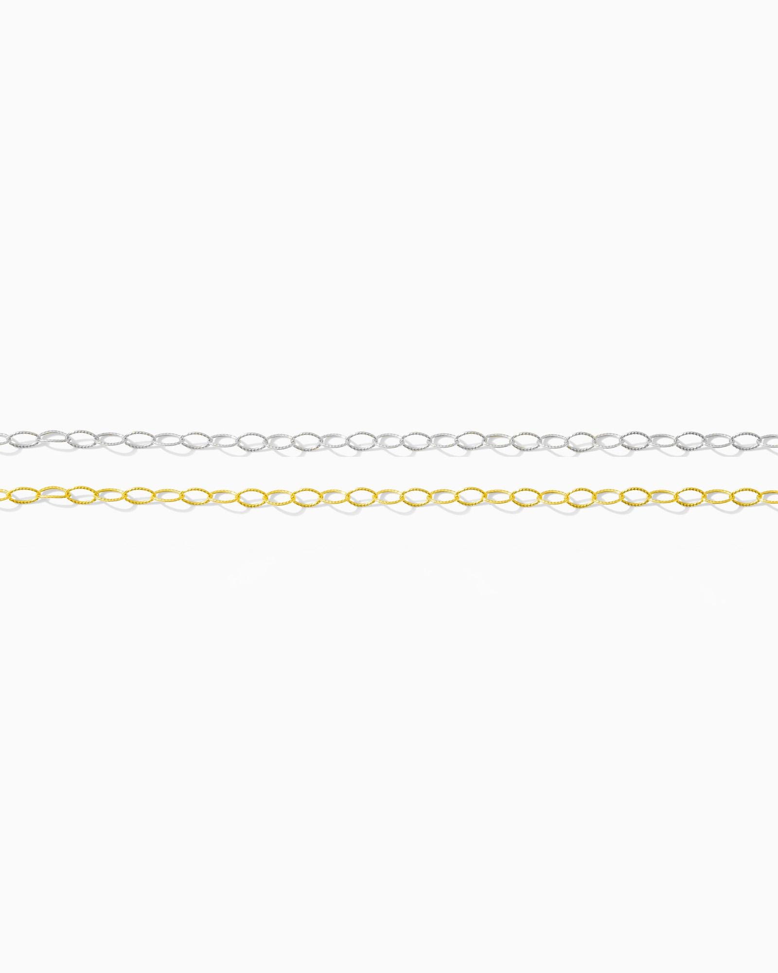 2.3mm Patterned Cable Chain, 14k Gold Filled, Sterling Silver