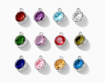 6mm sterling silver birthstone charms, wholesale birthstone connectors, bulk birthstone connectors, permanent jewelry, CH106