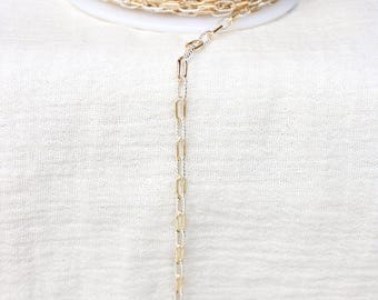 3mm alernate twisted paperclip mixed metal chain, 14k gold filled, paperclip chain, permanent jewelry footage chain, bulk wholesale, M196