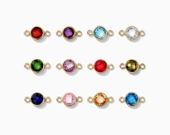 4mm flat back birthstone connector, double sided checkerboard, gold filled, sterling silver, rose gold filled, permanent jewelry, CN27