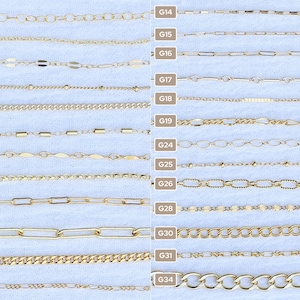 14k gold filled footage chain, wholesale bulk chain for permanent jewelry supplies, paperclip chain, dapped bar chain, satellite chain image 5