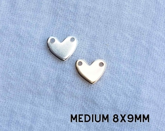 Heart blank, medium asymmetrical heart with two holes for neckless, 8x9mm, 20 gauge, stamping blank, permanent jewelry charms, B30