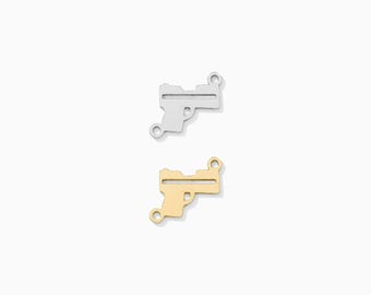 Gun Connector Charm, 14k gold filled, sterling silver, permanent jewelry supplies, bulk connector, wholesale connector, CN383