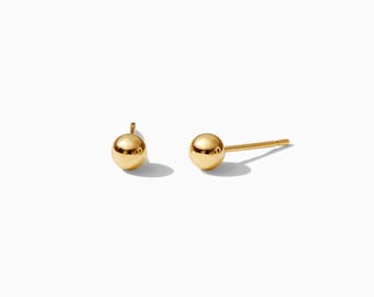Pendientes de bola de 4 mm, chapados en oro de 14 k, plata de ley 925, E12