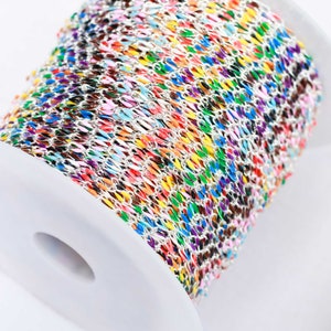 Rainbow Enamel Chain, Silver Plated, Multi Color Chain, Permanent ...