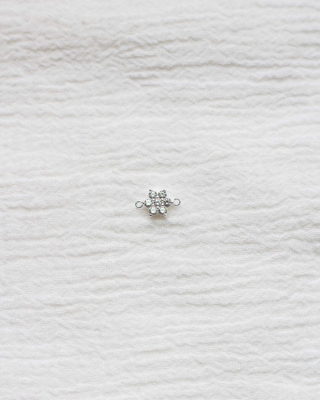 Flower Sterling Silver Connector, Cubic Zirconia Flower Connector