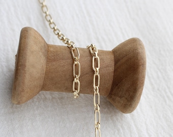 3mm patterned long and short chain, 14kgold filled, unfinished chain, bulk chain, permanent jewelry chain, G195