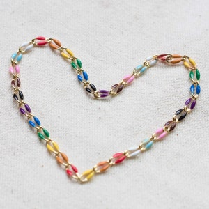 Rainbow Enamel Chain, Multi Color Chain, Permanent Jewelry Bulk Enamel ...