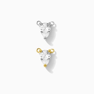Weißer CZ Tropfen-Verbinder für Halskette, Sterlingsilber, vergoldet, Groß-Verbinder, Halsketten-Verbinder-Charme, permanenter Schmuck, KN230
