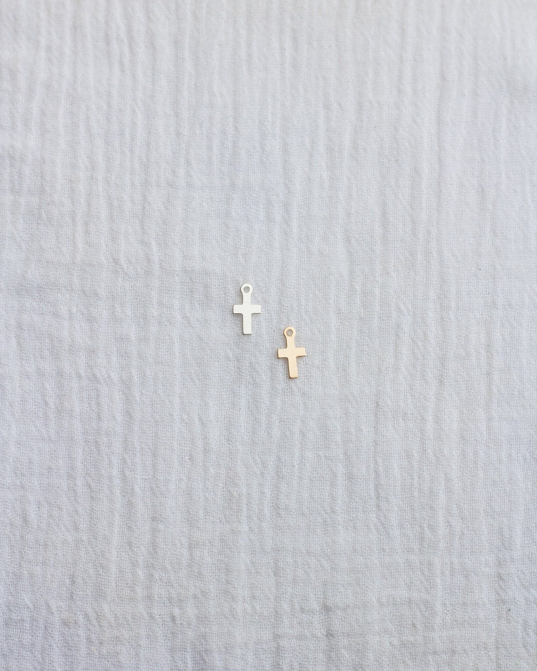 Tiny Cross Charm, Gold Filled, Sterling Silver, Cross Charm for Permanent Jewelry, Cross Charm ...