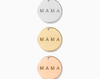12.7mm mama pendant, mama necklace pendant, mama charm bulk wholesale, mama disc pendant bulk, CH27