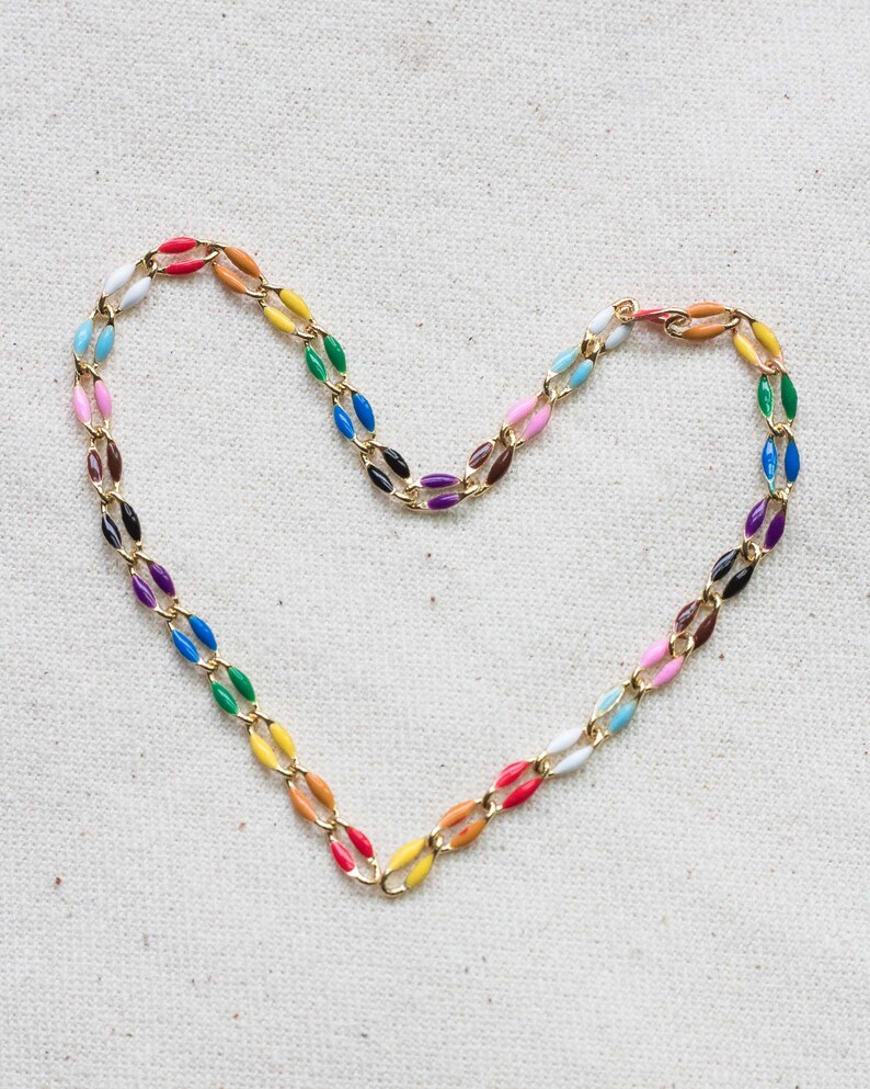 Rainbow Enamel Chain, Multi Color Chain, Permanent Jewelry Bulk Enamel ...