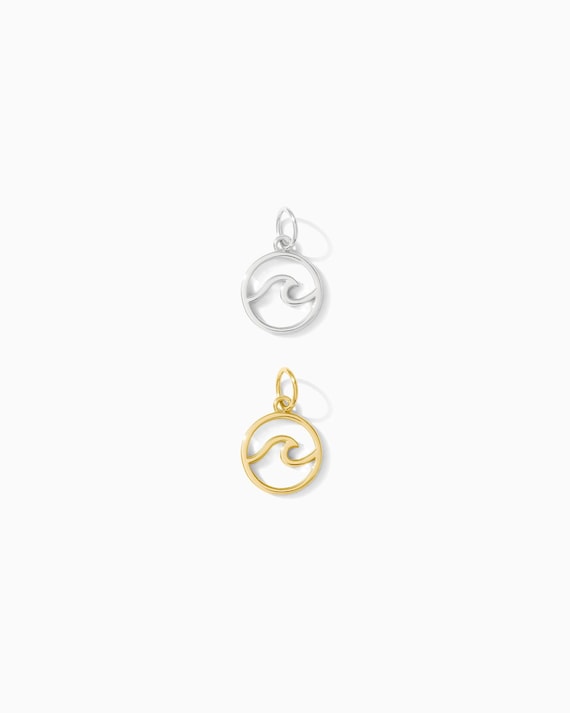 Wave charm, .925 sterling open wave disc charm pendant, 18k gold plated open wave disc pendant, wave pendant, wave charm, CH71