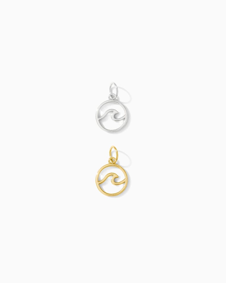 Welle Charme, .925 Sterling offene Welle Charme Anhänger, 18k vergoldet offene Welle Anhänger, Welle Anhänger, Welle Charme, CH71 Bild 1