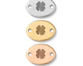 Clover connector, gold filled, rose gold filled, sterling silver, permanent bracelet st Patricks day connector, gold filled connectors, CN01