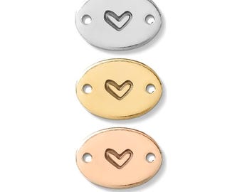 Heart connector, gold filled, rose gold filled, sterling silver, permanent bracelet heart connector, gold filled connectors, CN01
