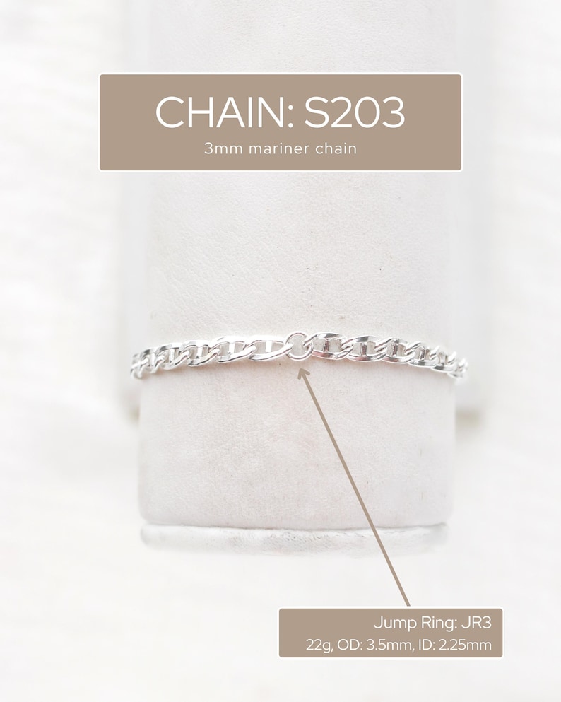 3mm Mariner Chain, 14k Gold Filled, Sterling Silver, Permanent Jewelry ...