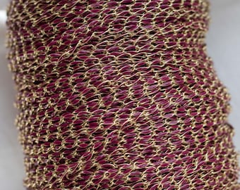 Maroon enamel chain, colored chain, footage chain, unfinished chain, chain by the foot, permanent jewelry bulk enamel chain, GP118