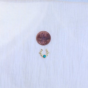 Horseshoe genuine turquoise connector charm, sterling silver, gold plated, CN157 image 6