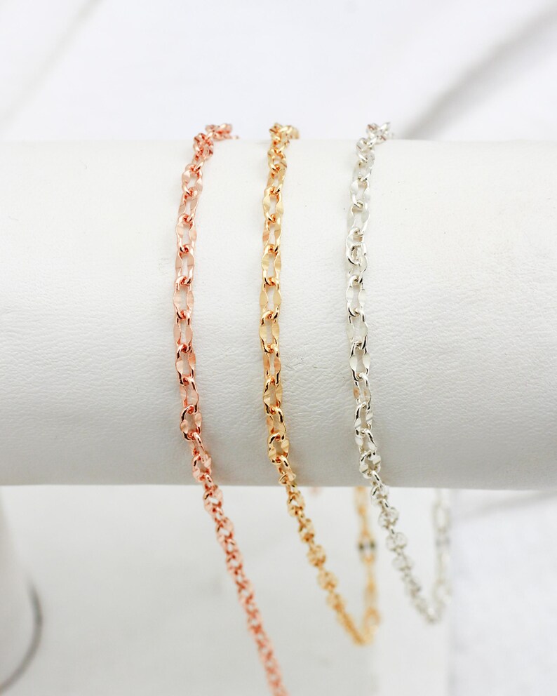 2.7mm Dapped Cable Chain, 14k Giold Filled, .925 Silver, Rose Gold ...