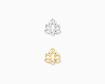 Lotus flower connector, .925 sterling silver, 14k gold filled, CN393