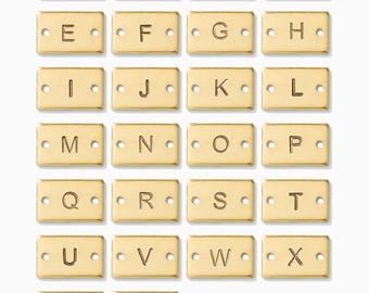 Alphabet/letter mini stamped connectors, gold filled, sterling silver, permanent bracelet connector, SCN508
